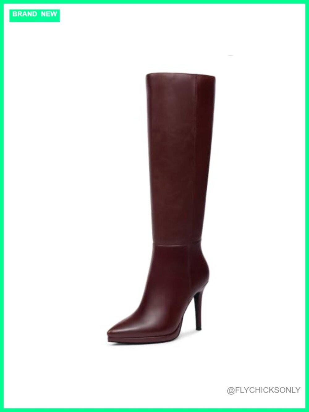 Womens Platform Stiletto Heel Knee High Boots Faux Leather Pointed Toe